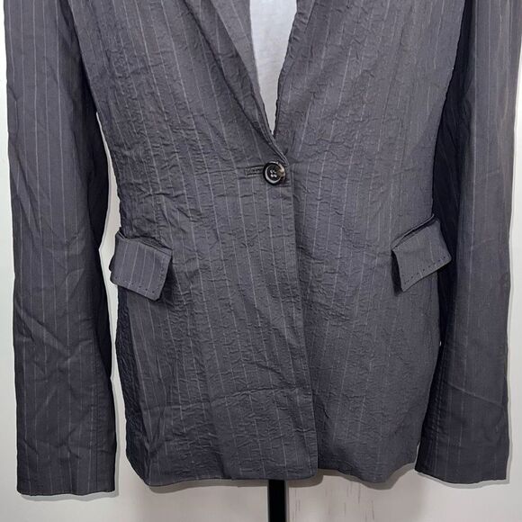Elie Tahari Anastasia Brown Pinstripe Jacket Viscose / Virgin Wool - Picture 3 of 9
